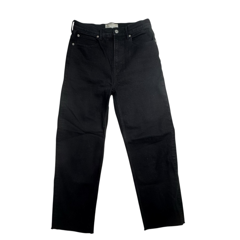 Everlane The Way High Jean Black Organic Cotton Raw Hem Cropped Size 27